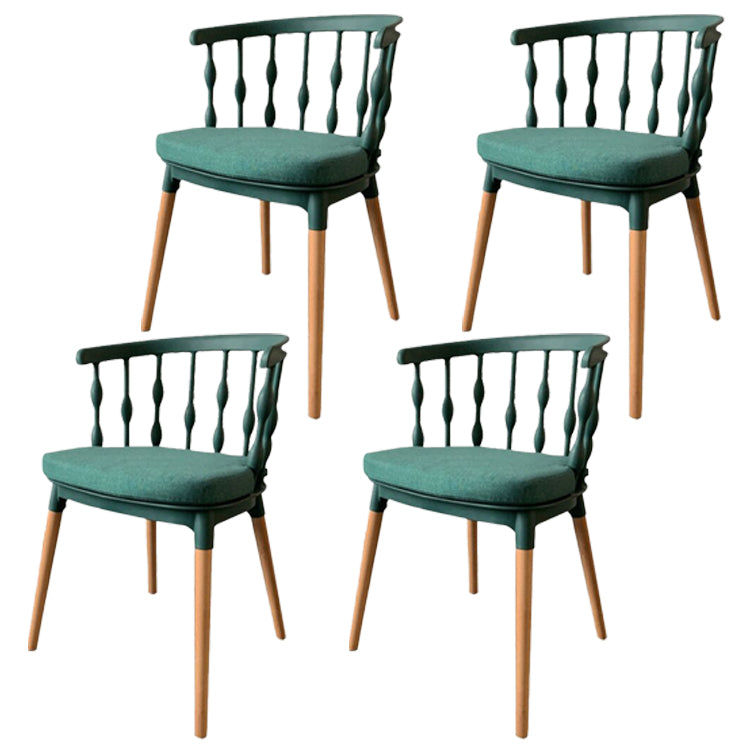Chaise d'appoint scandinave à dossier Windsor en hêtre, couleurs acidulées, chaise de salle à manger en bois (Ensemble de 4)