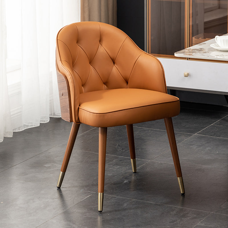 Chaise de salle à manger en cuir microfibre de style Glam, chaise simple à bras arrière solide