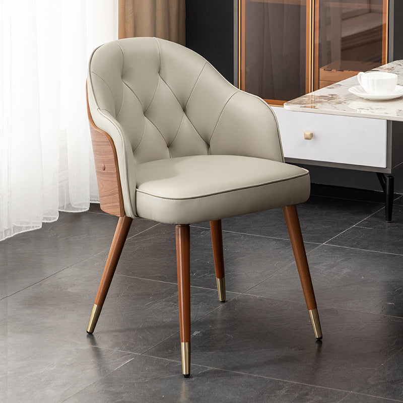 Chaise de salle à manger en cuir microfibre de style Glam, chaise simple à bras arrière solide
