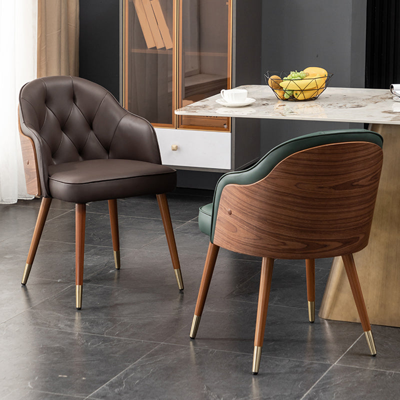 Chaise de salle à manger en cuir microfibre de style Glam, chaise simple à bras arrière solide