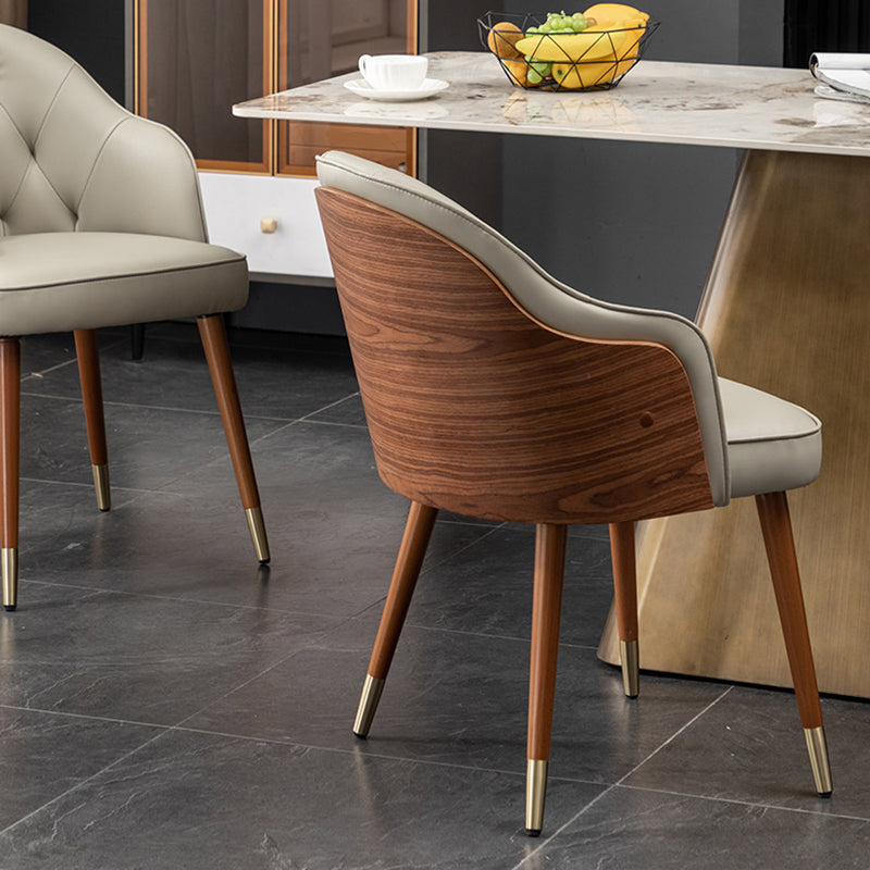 Chaise de salle à manger en cuir microfibre de style Glam, chaise simple à bras arrière solide
