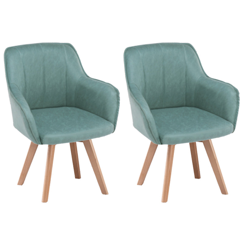 Sillas de comedor de piel sintética de estilo escandinavo, sillas con brazos con respaldo sólido para uso doméstico