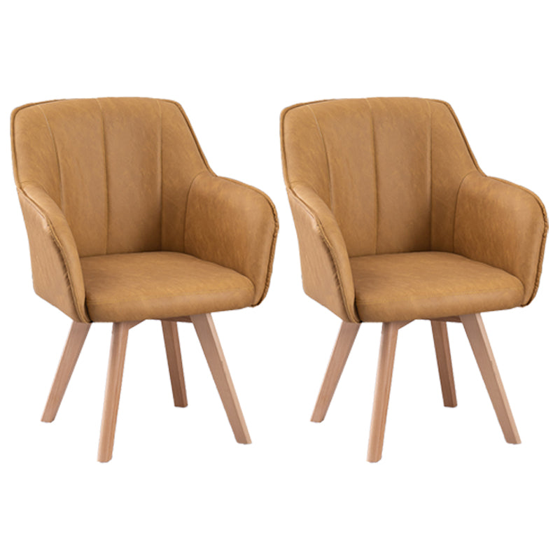 Sillas de comedor de piel sintética de estilo escandinavo, sillas con brazos con respaldo sólido para uso doméstico