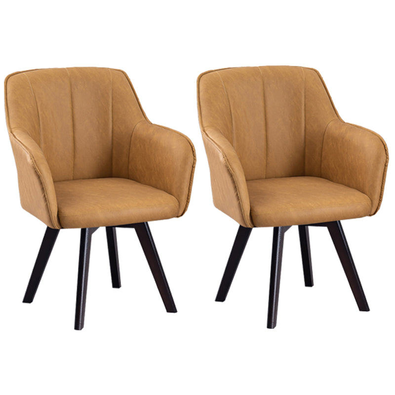 Sillas de comedor de piel sintética de estilo escandinavo, sillas con brazos con respaldo sólido para uso doméstico