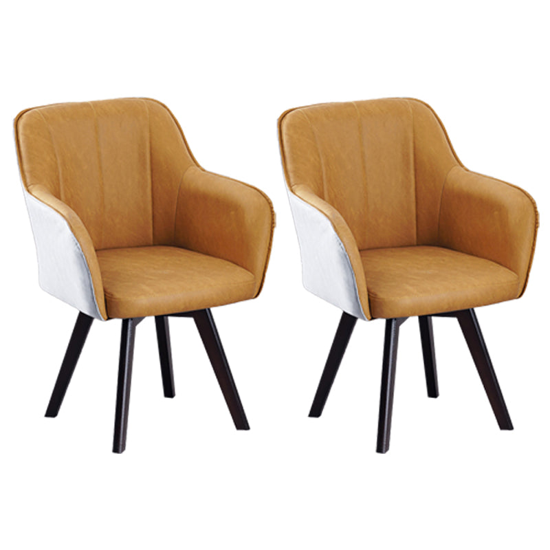 Sillas de comedor de piel sintética de estilo escandinavo, sillas con brazos con respaldo sólido para uso doméstico