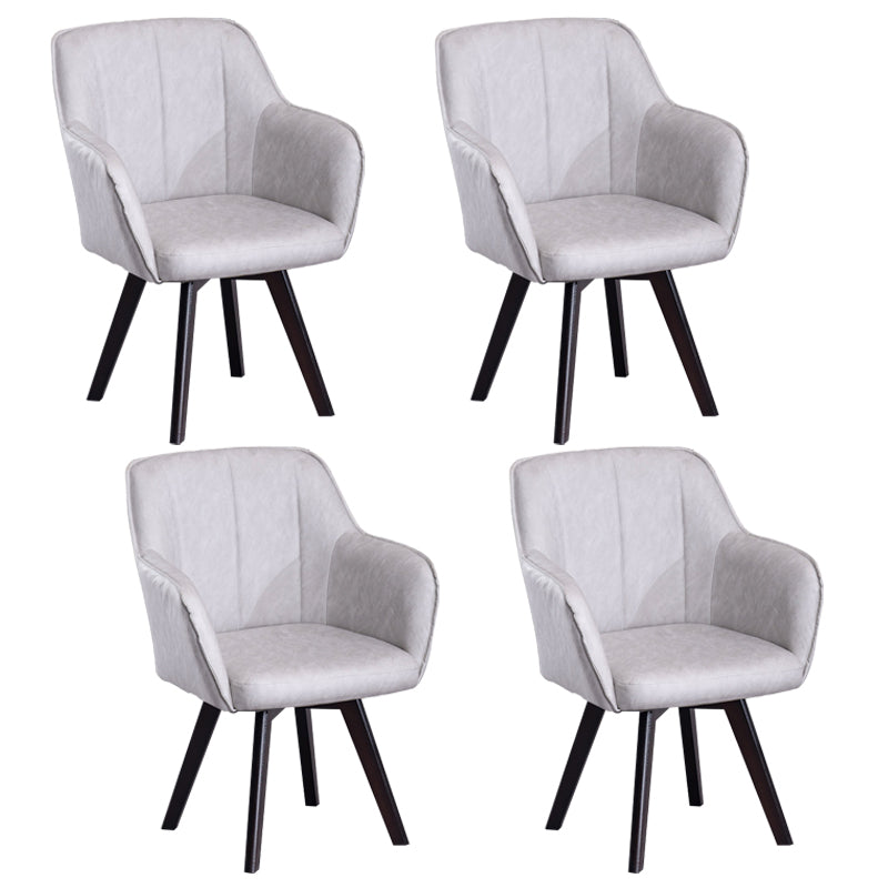Sillas de comedor de piel sintética de estilo escandinavo, sillas con brazos con respaldo sólido para uso doméstico