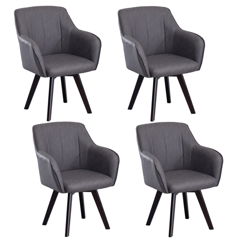 Sillas de comedor de piel sintética de estilo escandinavo, sillas con brazos con respaldo sólido para uso doméstico
