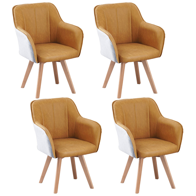 Sillas de comedor de piel sintética de estilo escandinavo, sillas con brazos con respaldo sólido para uso doméstico