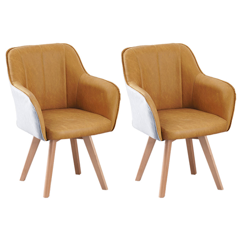 Sillas de comedor de piel sintética de estilo escandinavo, sillas con brazos con respaldo sólido para uso doméstico