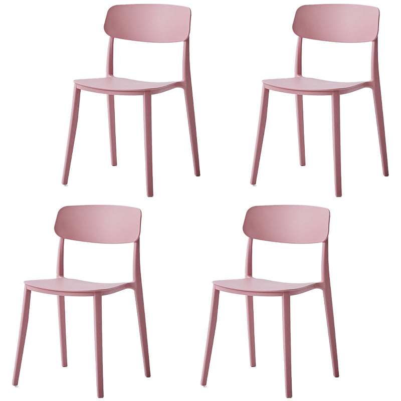 Chaise latérale de restaurant en plastique scandinave, couleurs bonbon, chaise de salle à manger à dossier ouvert