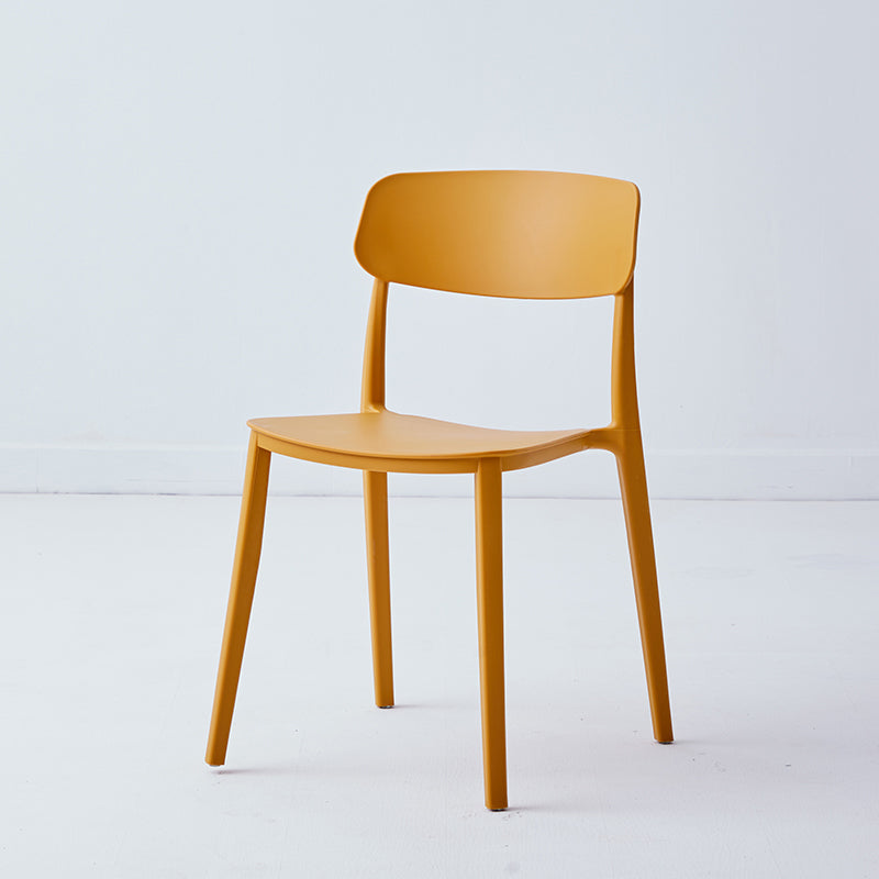Chaise latérale de restaurant en plastique scandinave, couleurs bonbon, chaise de salle à manger à dossier ouvert