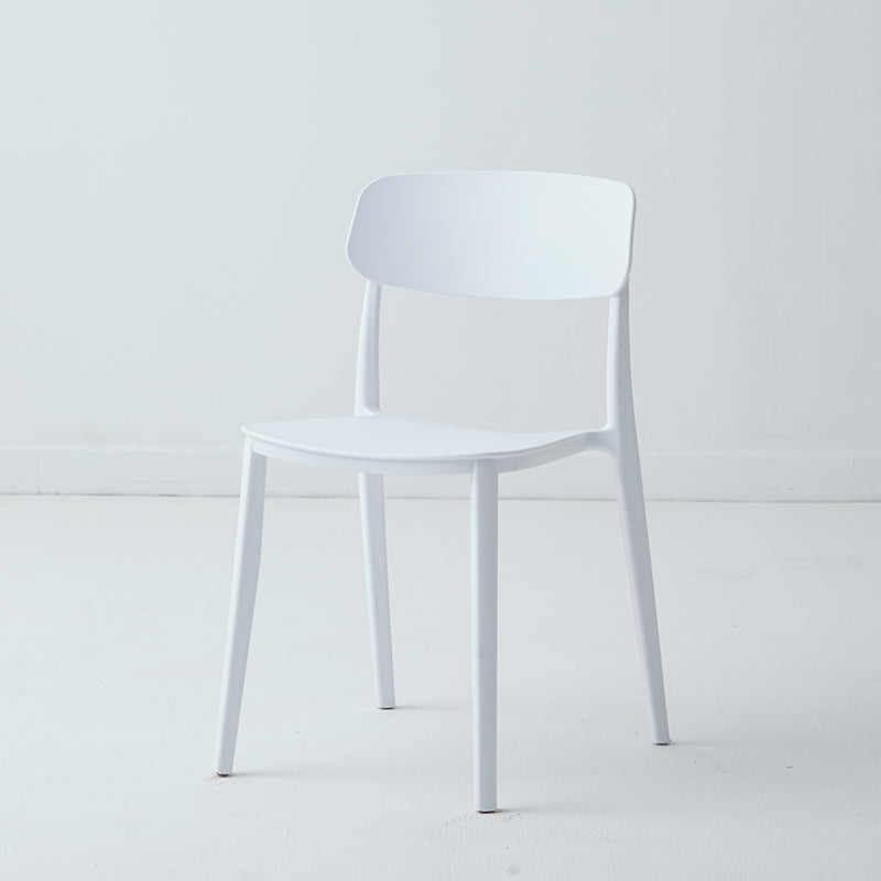 Chaise latérale de restaurant en plastique scandinave, couleurs bonbon, chaise de salle à manger à dossier ouvert