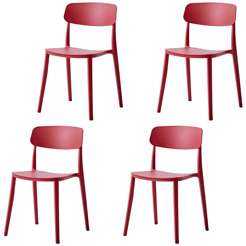 Chaise latérale de restaurant en plastique scandinave, couleurs bonbon, chaise de salle à manger à dossier ouvert