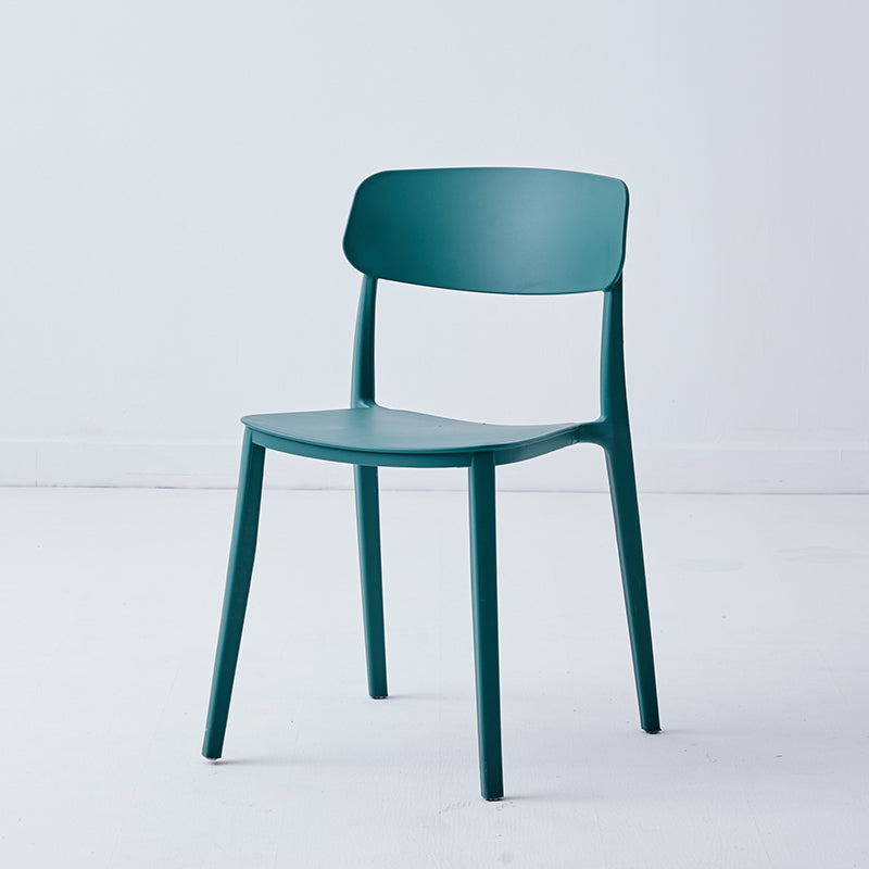 Chaise latérale de restaurant en plastique scandinave, couleurs bonbon, chaise de salle à manger à dossier ouvert