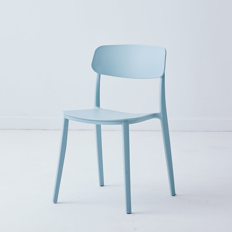 Chaise latérale de restaurant en plastique scandinave, couleurs bonbon, chaise de salle à manger à dossier ouvert