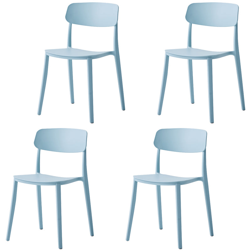 Chaise latérale de restaurant en plastique scandinave, couleurs bonbon, chaise de salle à manger à dossier ouvert