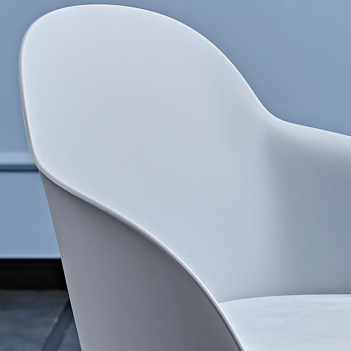 Contemporary Plastic Restaurant Arm Chair Matte Finish Solid Back Dining Chair (Set of 4)