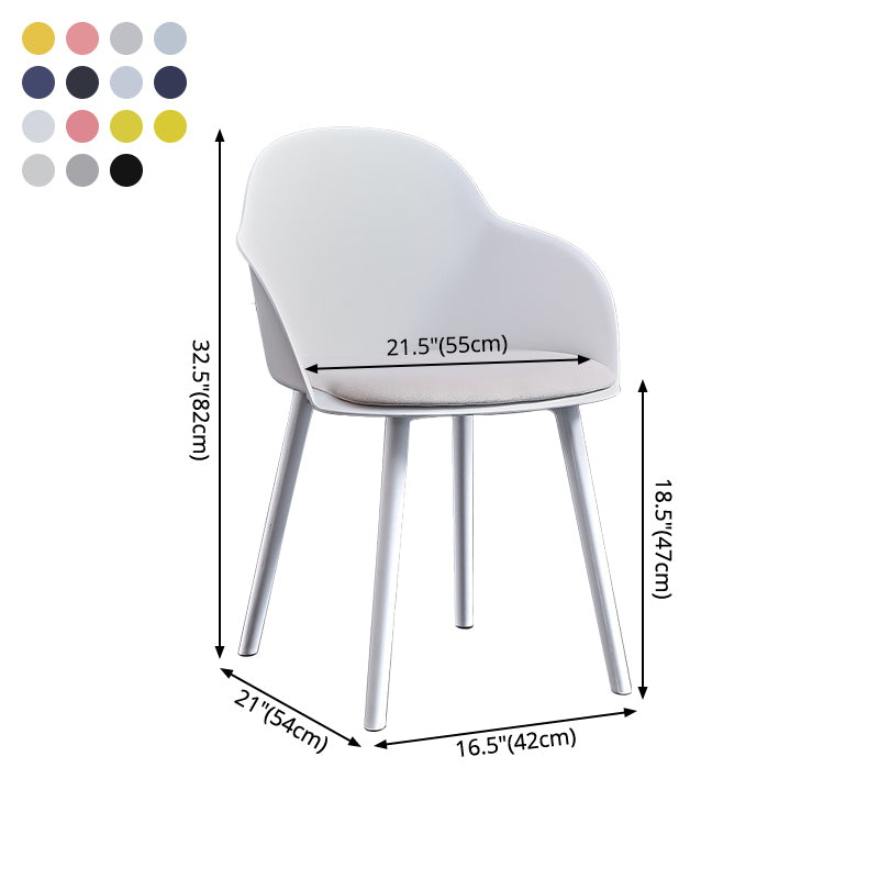 Contemporary Plastic Restaurant Arm Chair Matte Finish Solid Back Dining Chair (Set of 4)