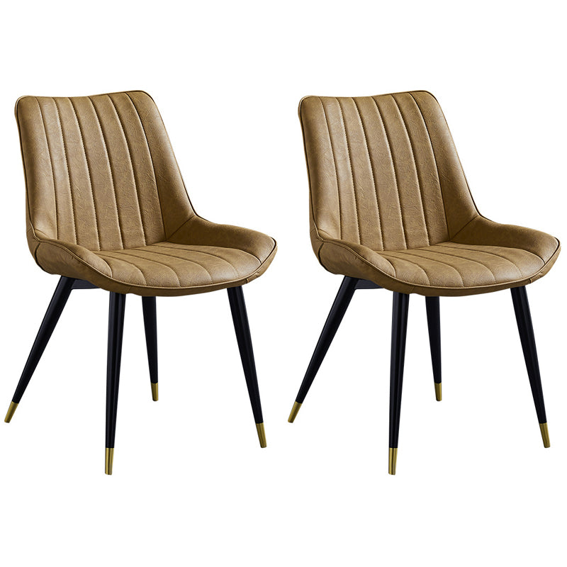Silla lateral de cuero escandinavo para restaurante Silla de comedor Parsons con acabado mate