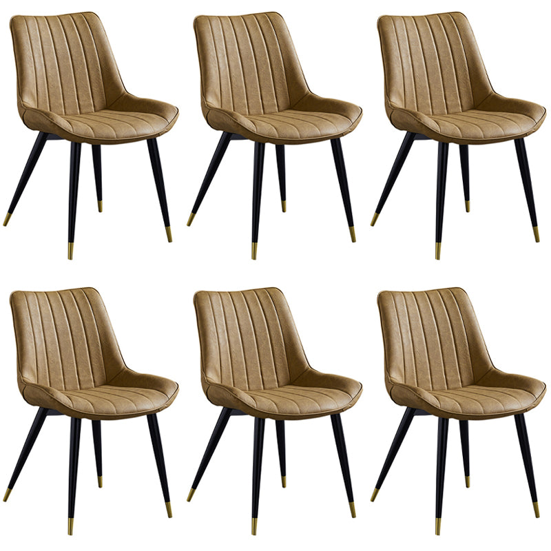 Silla lateral de cuero escandinavo para restaurante Silla de comedor Parsons con acabado mate