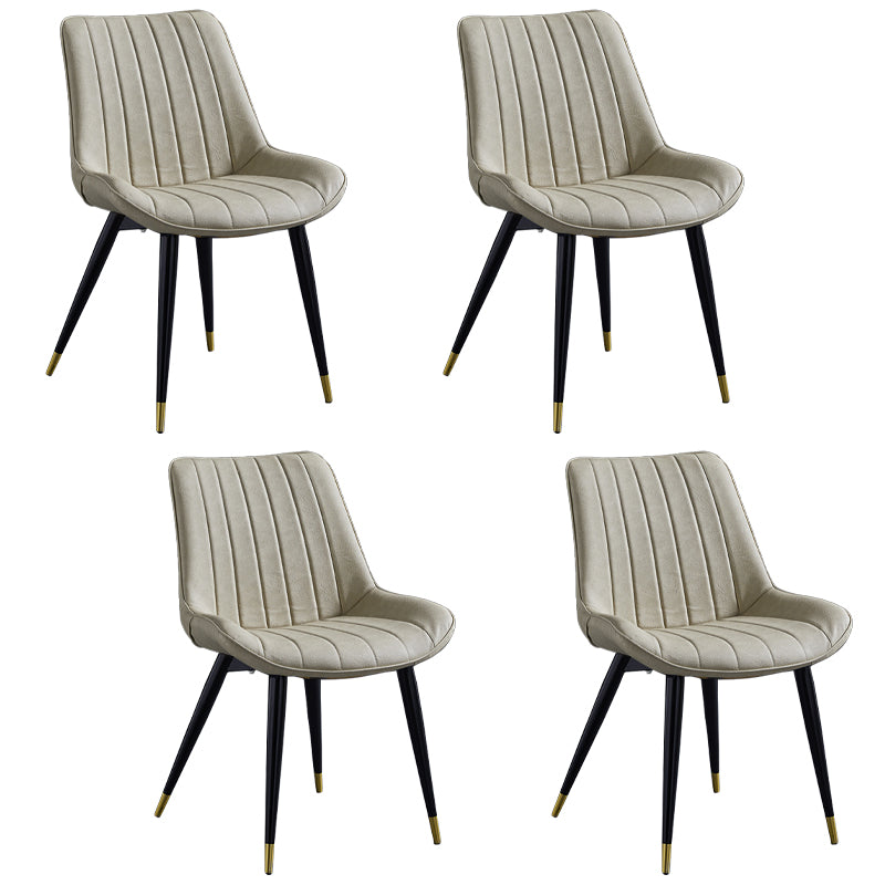 Silla lateral de cuero escandinavo para restaurante Silla de comedor Parsons con acabado mate