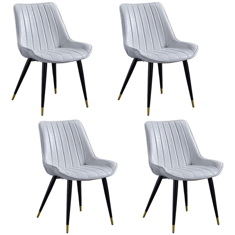 Silla lateral de cuero escandinavo para restaurante Silla de comedor Parsons con acabado mate