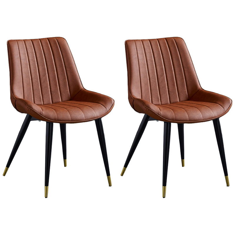 Silla lateral de cuero escandinavo para restaurante Silla de comedor Parsons con acabado mate