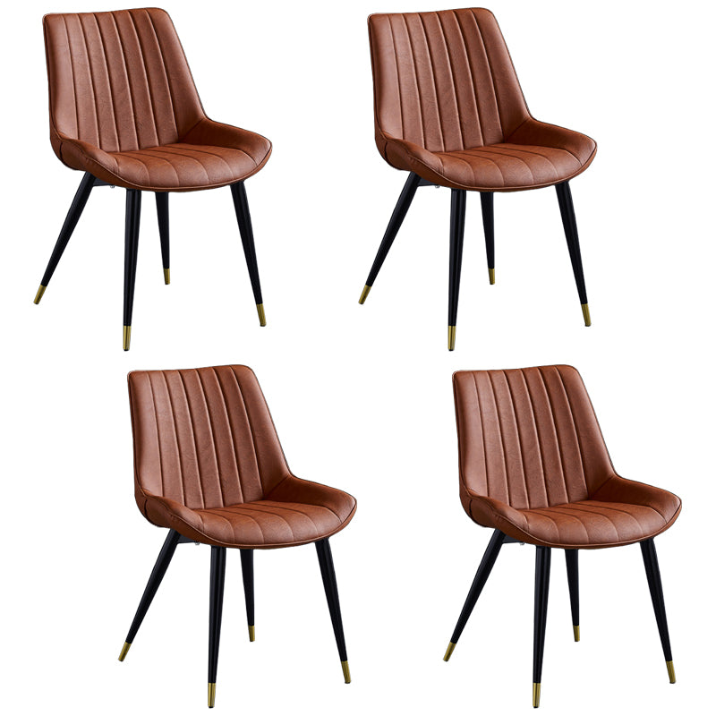 Silla lateral de cuero escandinavo para restaurante Silla de comedor Parsons con acabado mate
