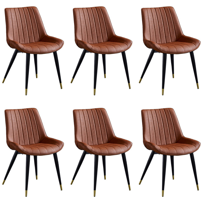 Silla lateral de cuero escandinavo para restaurante Silla de comedor Parsons con acabado mate