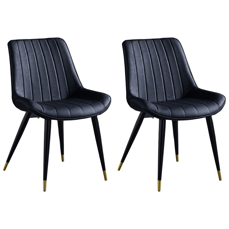 Silla lateral de cuero escandinavo para restaurante Silla de comedor Parsons con acabado mate