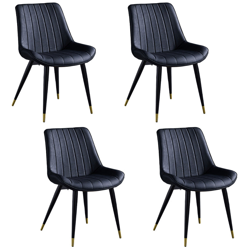 Silla lateral de cuero escandinavo para restaurante Silla de comedor Parsons con acabado mate
