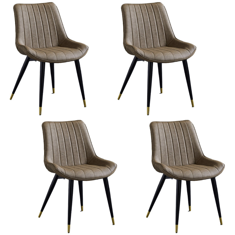Silla lateral de cuero escandinavo para restaurante Silla de comedor Parsons con acabado mate