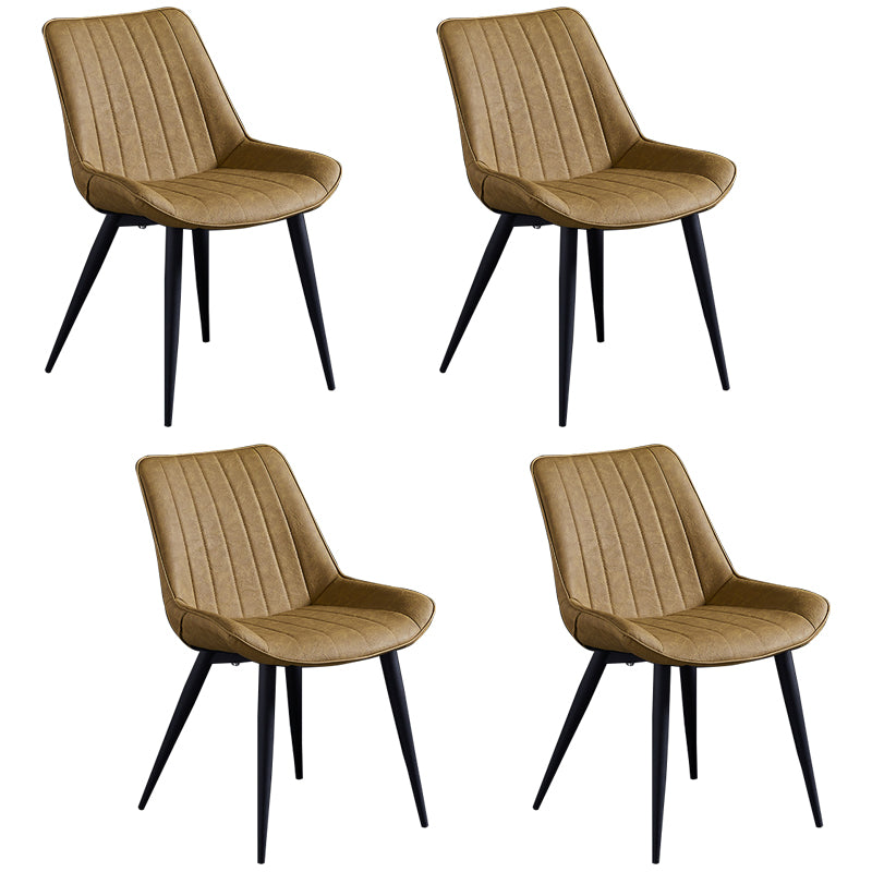 Silla lateral de cuero escandinavo para restaurante Silla de comedor Parsons con acabado mate