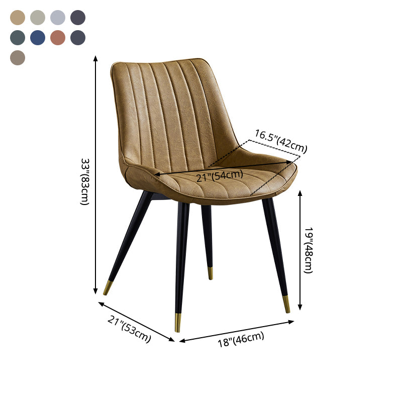 Silla lateral de cuero escandinavo para restaurante Silla de comedor Parsons con acabado mate