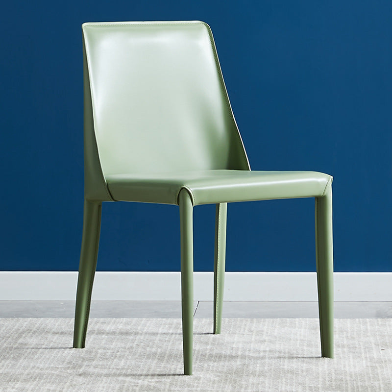 Chaise d'appoint de restaurant en cuir de style designer, chaise de salle à manger Parsons au fini mat (Ensemble de 2)