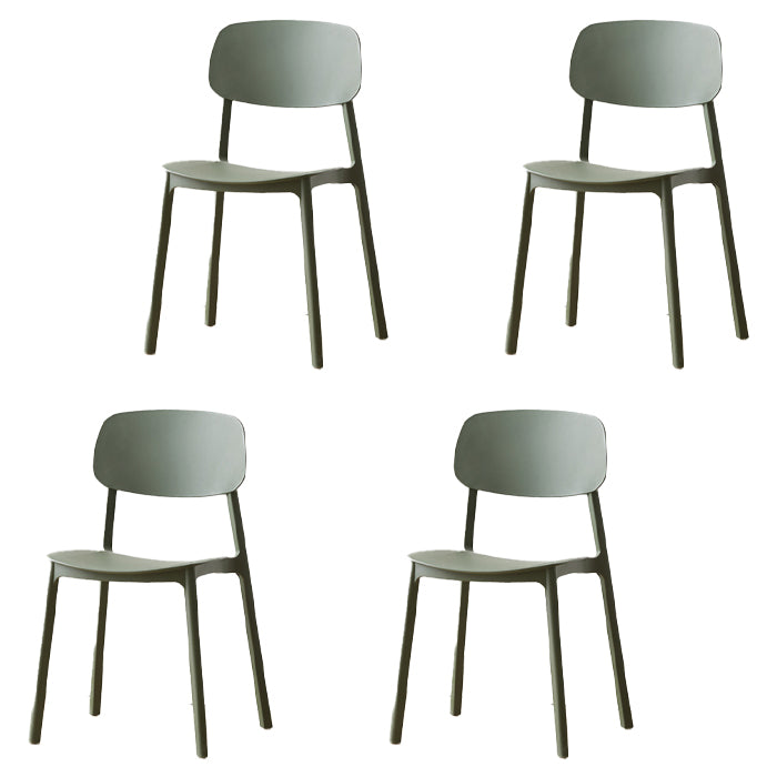 Silla auxiliar de plástico escandinavo para sala de conferencias, silla de comedor con respaldo abierto (juego de 4)
