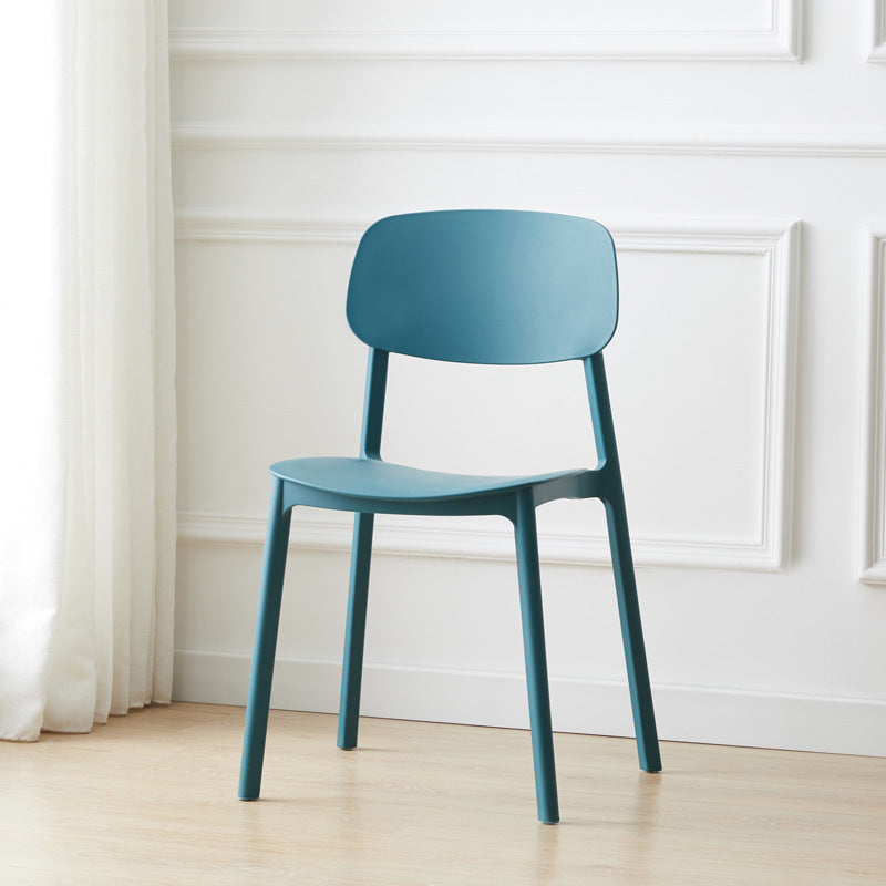 Silla auxiliar de plástico escandinavo para sala de conferencias, silla de comedor con respaldo abierto (juego de 4)