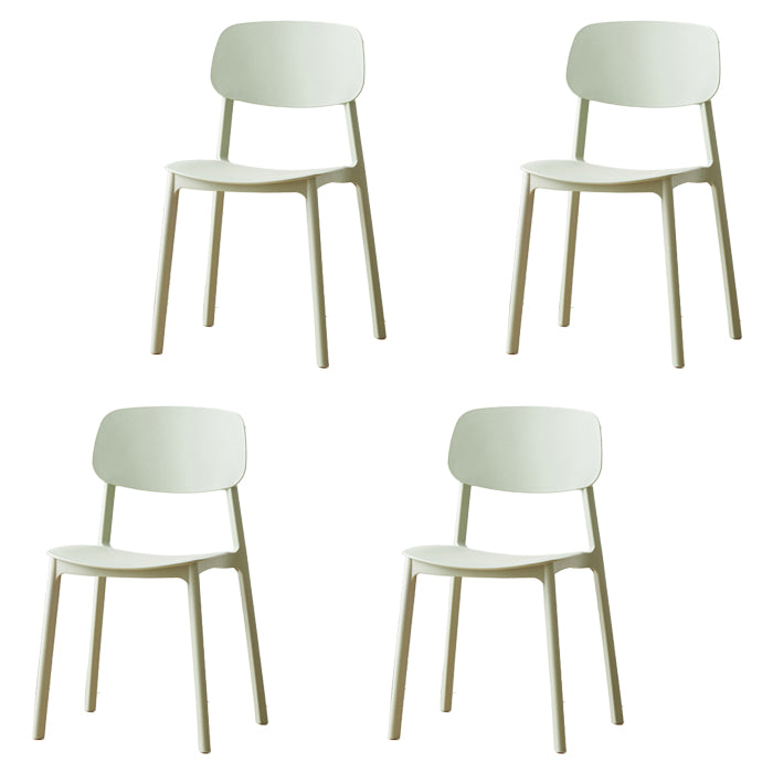 Silla auxiliar de plástico escandinavo para sala de conferencias, silla de comedor con respaldo abierto (juego de 4)