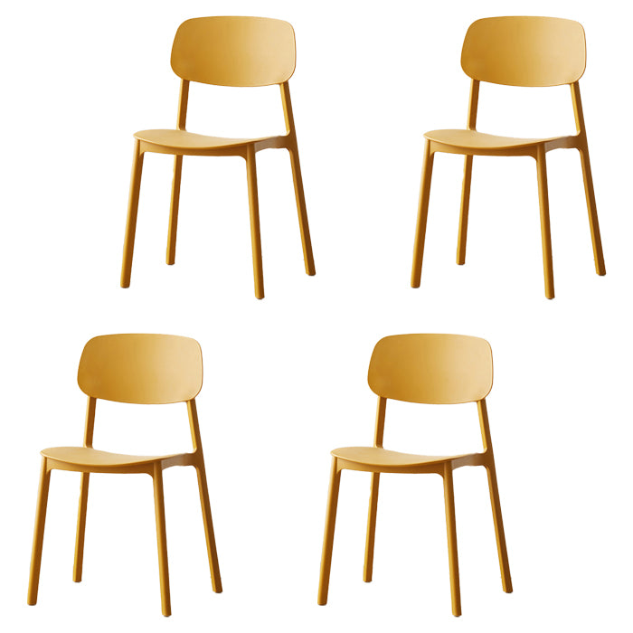 Silla auxiliar de plástico escandinavo para sala de conferencias, silla de comedor con respaldo abierto (juego de 4)
