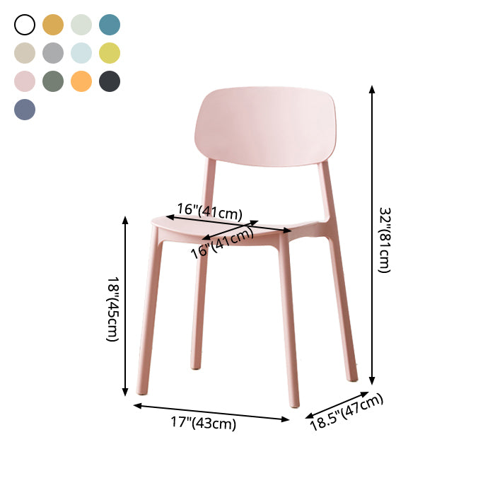 Silla auxiliar de plástico escandinavo para sala de conferencias, silla de comedor con respaldo abierto (juego de 4)