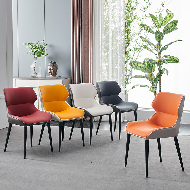 Chaises de salle à manger en cuir de style minimaliste Chaises d'appoint à oreilles Parsons (Ensemble de 2)