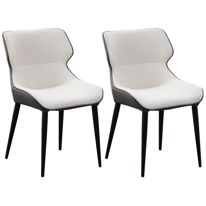Sillas de comedor de cuero de estilo minimalista Sillas laterales con brazo Parsons y respaldo (juego de 2)
