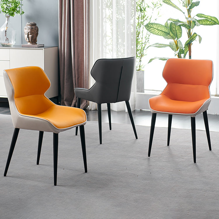 Chaises de salle à manger en cuir de style minimaliste Chaises d'appoint à oreilles Parsons (Ensemble de 2)