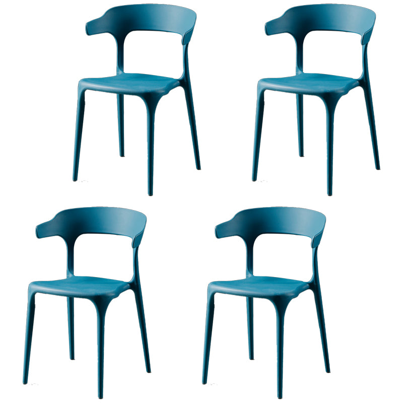 Chaises de salle à manger sans accoudoirs en plastique Chaises d'appoint empilables scandinaves (Ensemble de 4)