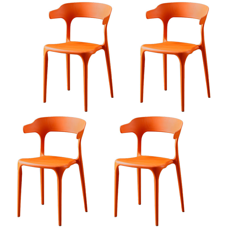 Chaises de salle à manger sans accoudoirs en plastique Chaises d'appoint empilables scandinaves (Ensemble de 4)