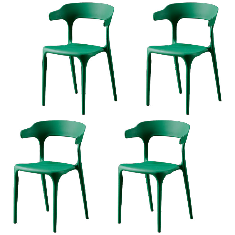 Chaises de salle à manger sans accoudoirs en plastique Chaises d'appoint empilables scandinaves (Ensemble de 4)