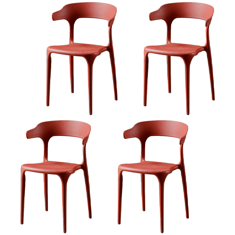 Chaises de salle à manger sans accoudoirs en plastique Chaises d'appoint empilables scandinaves (Ensemble de 4)