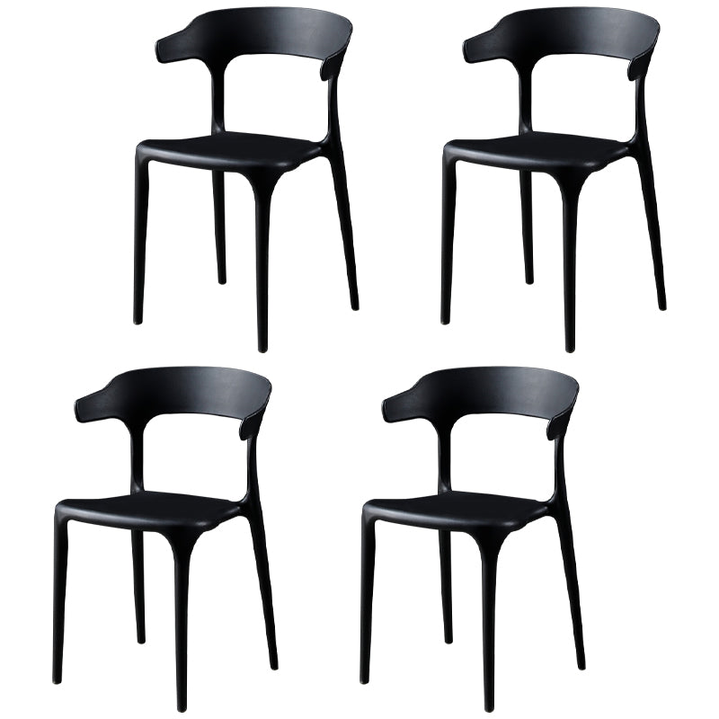 Chaises de salle à manger sans accoudoirs en plastique Chaises d'appoint empilables scandinaves (Ensemble de 4)