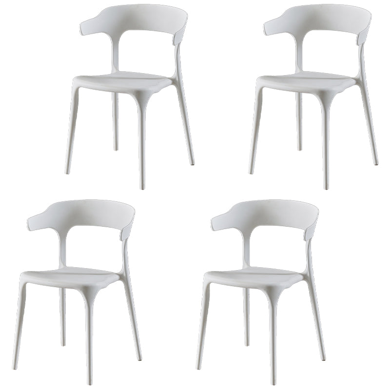 Chaises de salle à manger sans accoudoirs en plastique Chaises d'appoint empilables scandinaves (Ensemble de 4)