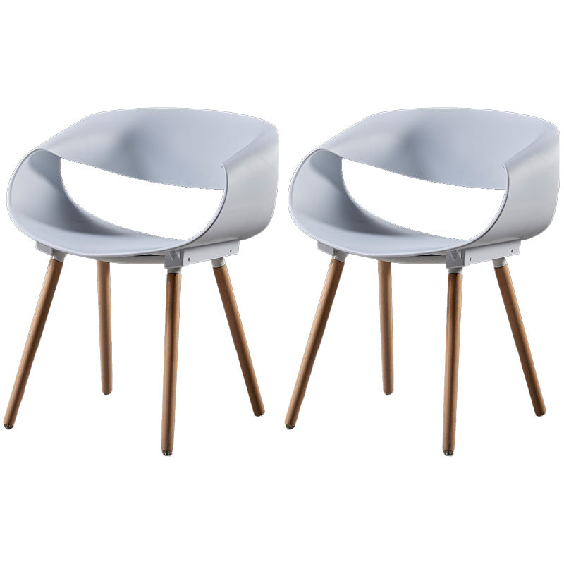 Chaises de salle à manger scandinaves sans accoudoirs avec pieds en bois (Ensemble de 2)